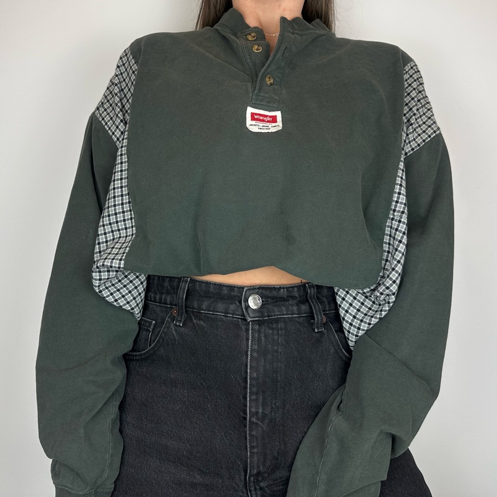 Carhartt Reworked Upcycled Western Country Lounge Cozy Green Flannel Shirt Top - Picture 1 of 3